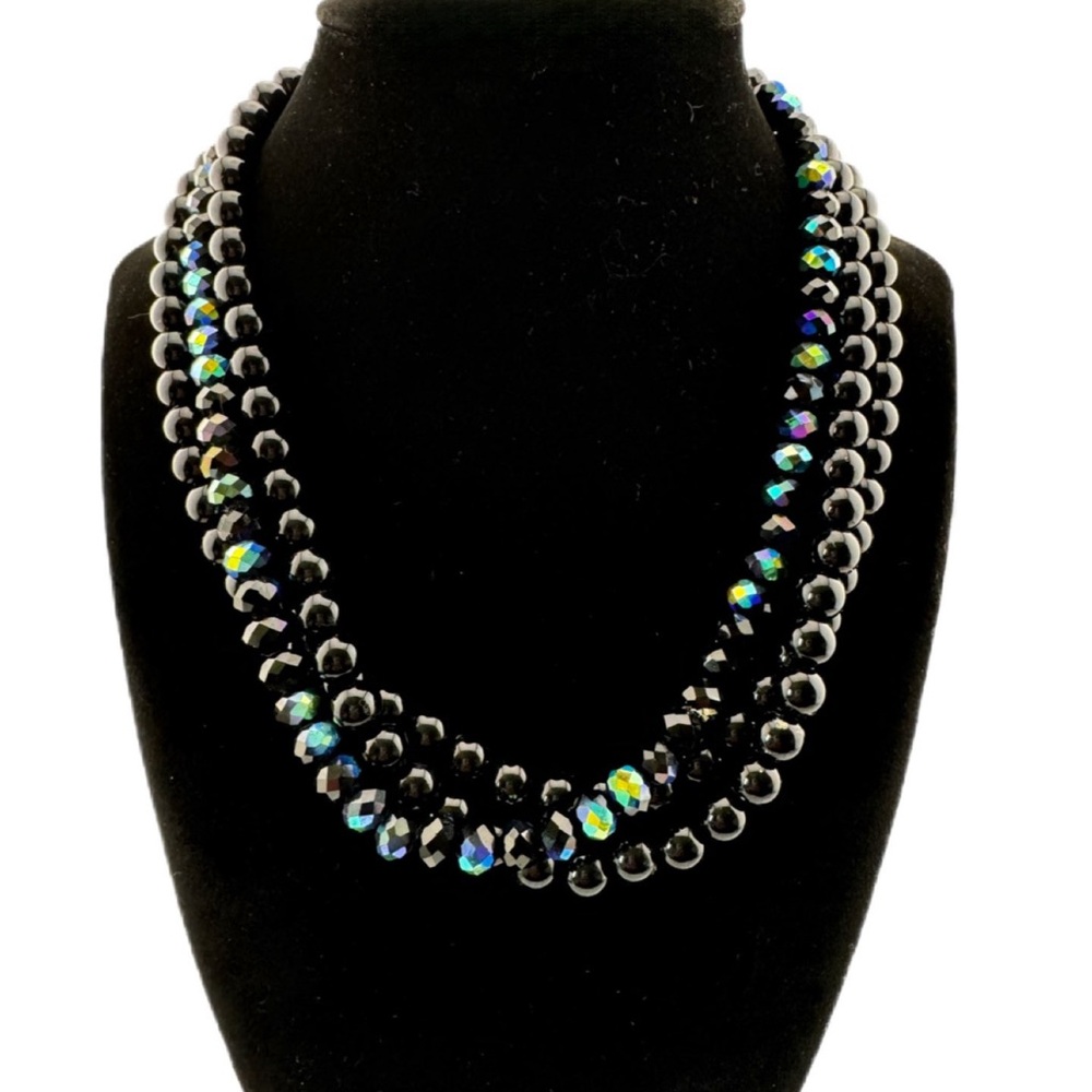 Vintage Black Beaded Necklace